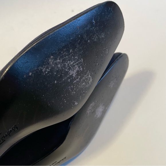 Salvatore Ferragamo block heel square toe black satin heels Size 7 narrow - Picture 5 of 8